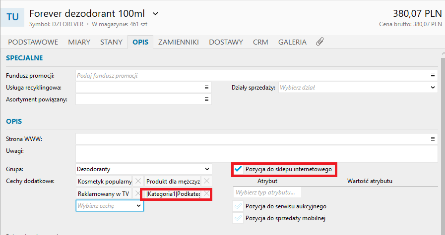 Pozycja do sklepu internetowego